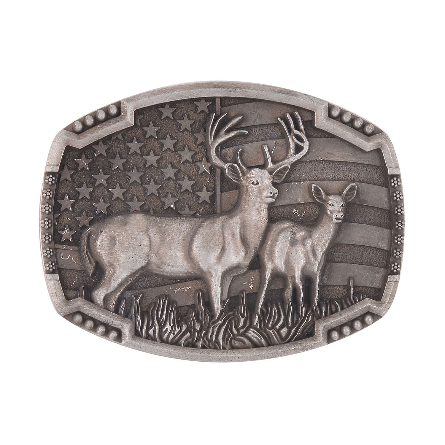 Western Animal Deer Belt Buckle in Silvertone