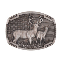 Western Animal Deer Belt Buckle in Silvertone