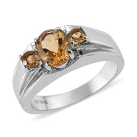 Brazilian Citrine Men's Ring in Stainless Steel 1.50 ctw