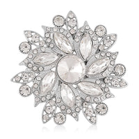 Austrian Crystal Floral Belt Buckle in Silvertone