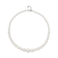 White Shell Pearl 8-16mm Necklace (20-22 Inches) in Silvertone
