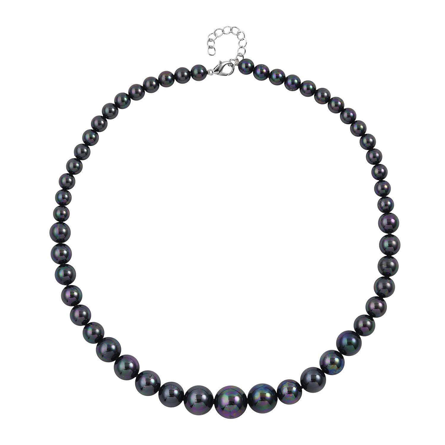 White Shell Pearl 8-16mm Necklace (20-22 Inches) in Silvertone