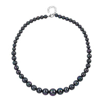 White Shell Pearl 8-16mm Necklace (20-22 Inches) in Silvertone