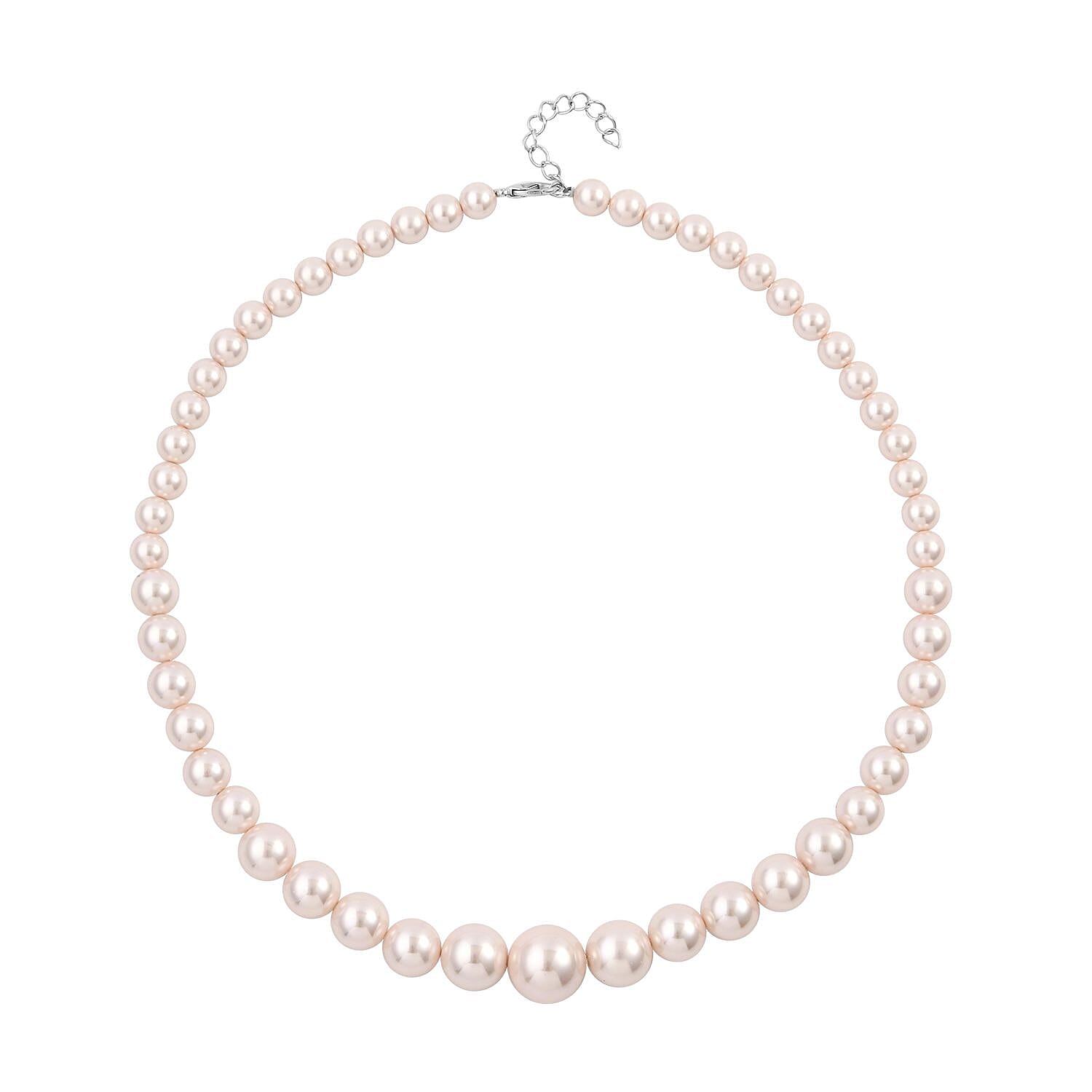 White Shell Pearl 8-16mm Necklace (20-22 Inches) in Silvertone