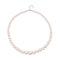 White Shell Pearl 8-16mm Necklace (20-22 Inches) in Silvertone