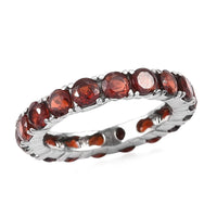 Mozambique Garnet Eternity Band Ring in Stainless Steel (Size 8) 4.40 ctw