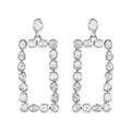 Polki Diamond Rectangular Shape Dangle Earrings in Platinum Over Sterling Silver 2.00 ctw - Sticky add to cart bar