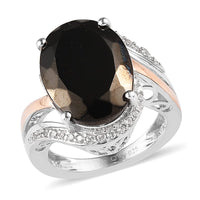 Elite Shungite and Natural White Zircon Ring in Vermeil Rose Gold and Platinum Over Sterling Silver 5.15 ctw