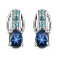 Blue Star Sapphire (DF) and Madagascar Paraiba Apatite Earrings in Platinum Over Sterling Silver 1.75 ctw - Sticky add to cart bar