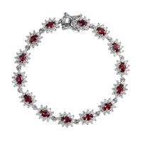Ouro Fino Rubellite, Moissanite Bracelet in Platinum Over Sterling Silver (6.50 In) 6.25 ctw