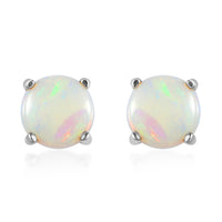Australian Opal Solitaire Stud Earrings in Platinum Over Sterling Silver 0.65 ctw