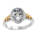 Brazilian Goshenite and Natural White Zircon Ring in Vermeil Yellow Gold and Platinum Over Sterling Silver 1.90 ctw - Sticky add to cart bar