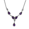 Amethyst and Natural White Zircon Necklace 20 Inches in Stainless Steel 1.85 ctw - Sticky add to cart bar