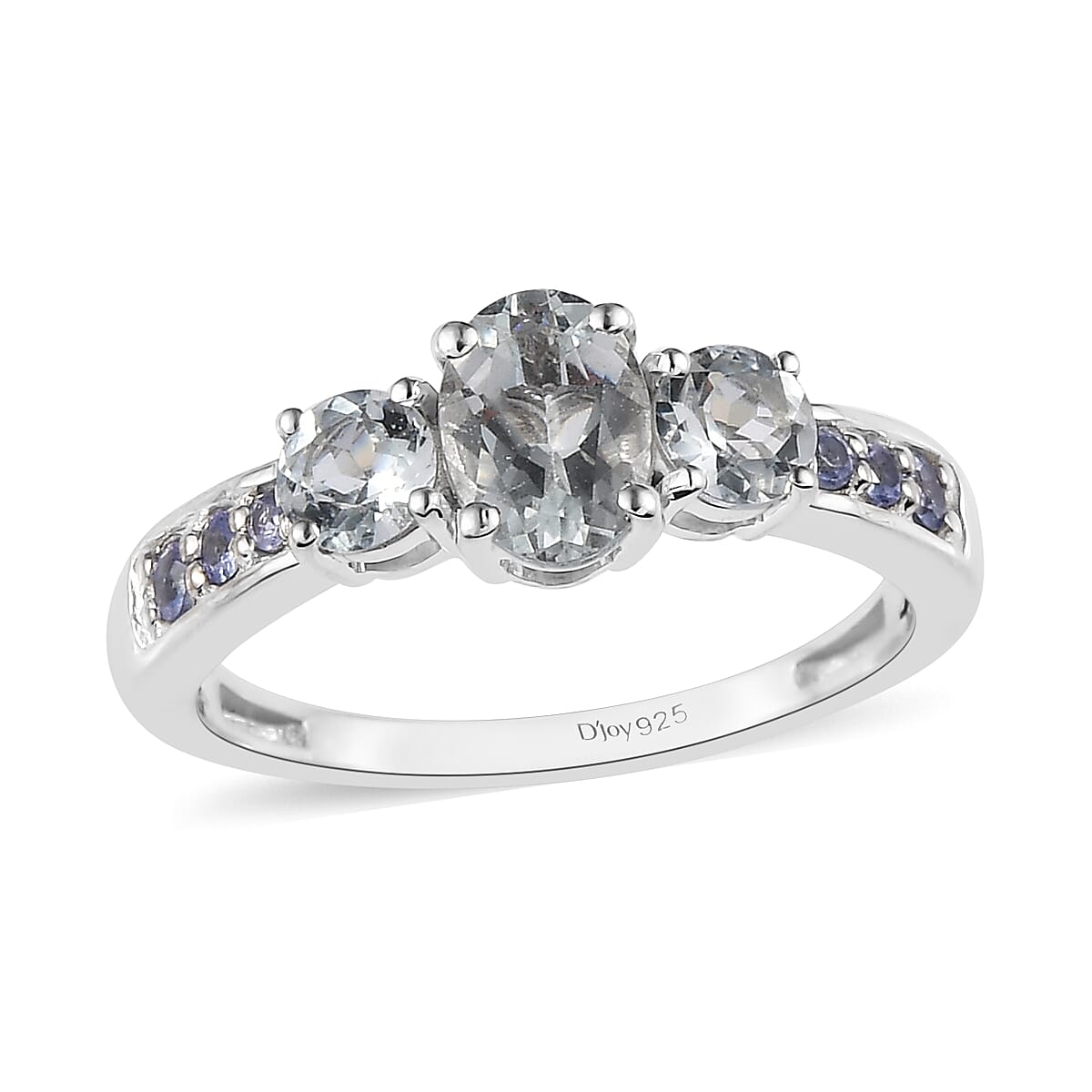 Premium Brazilian Goshenite and Tanzanite Ring in Platinum Over Sterling Silver 1.25 ctw