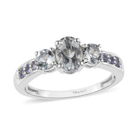 Premium Brazilian Goshenite and Tanzanite Ring in Platinum Over Sterling Silver 1.25 ctw