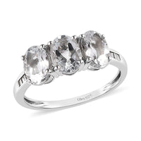 Premium Brazilian Goshenite and Diamond Ring in Platinum Over Sterling Silver 2.00 ctw