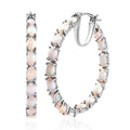 Australian Opal Inside Out Hoop Earrings in Platinum Over Sterling Silver 4.50 ctw - Sticky add to cart bar