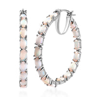 Australian Opal Inside Out Hoop Earrings in Platinum Over Sterling Silver 4.50 ctw