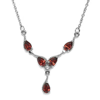 Amethyst and Natural White Zircon Necklace 20 Inches in Stainless Steel 1.85 ctw