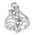 Brazilian Goshenite 5 Stone Ring in Platinum Over Sterling Silver 3.30 ctw - Sticky add to cart bar