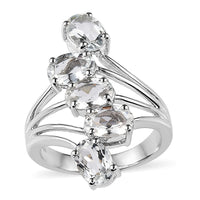 Brazilian Goshenite 5 Stone Ring in Platinum Over Sterling Silver 3.30 ctw