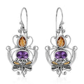Bali Legacy Amethyst and Brazilian Citrine Dragonfly Earrings in Sterling Silver 0.65 ctw - Sticky add to cart bar