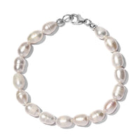 Freshwater Pearl Bracelet with Heart Charm in Sterling Silver (7.25 In)
