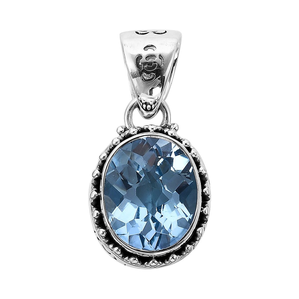 Bali Legacy Sky Blue Topaz Pendant in Sterling Silver 1.15 ctw