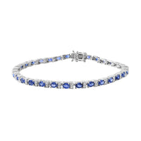 AAA Blue Ceylon Sapphire and Moissanite Bracelet in Platinum Over Sterling Silver (6.50 In) 7.90 Grams 6.65 ctw (Delivery in 5-7 Business Days)