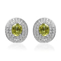 AAA Sava Sphene and White Zircon Double Halo Stud Earrings in Platinum Over Sterling Silver 1.50 ctw - Sticky add to cart bar