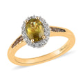 AAA Sava Sphene, Natural White Zircon and Coffee Zircon Halo Ring in Vermeil Yellow Gold Over Sterling Silver (Size 10.0) 1.35 ctw - Sticky add to cart bar