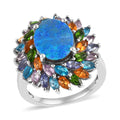 TLV Boulder Opal Triplet, Multi Gemstone Cocktail Ring in Platinum Over Sterling Silver (Size 10.0) 5.00 ctw - Sticky add to cart bar