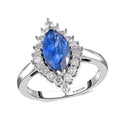 Kashmir Kyanite and Moissanite Halo Ring in Platinum Over Sterling Silver 3.25 ctw - Sticky add to cart bar