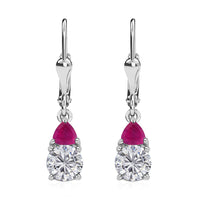 Moissanite and Tanzanite Lever Back Earrings in Platinum Over Sterling Silver 2.00 ctw