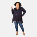 TAMSY Purple Button Down Cardigan with Lace Trim - XXS - Sticky add to cart bar