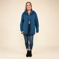Tamsy Blue Heavy Knit Cardign with Frill Neck - M - Sticky add to cart bar