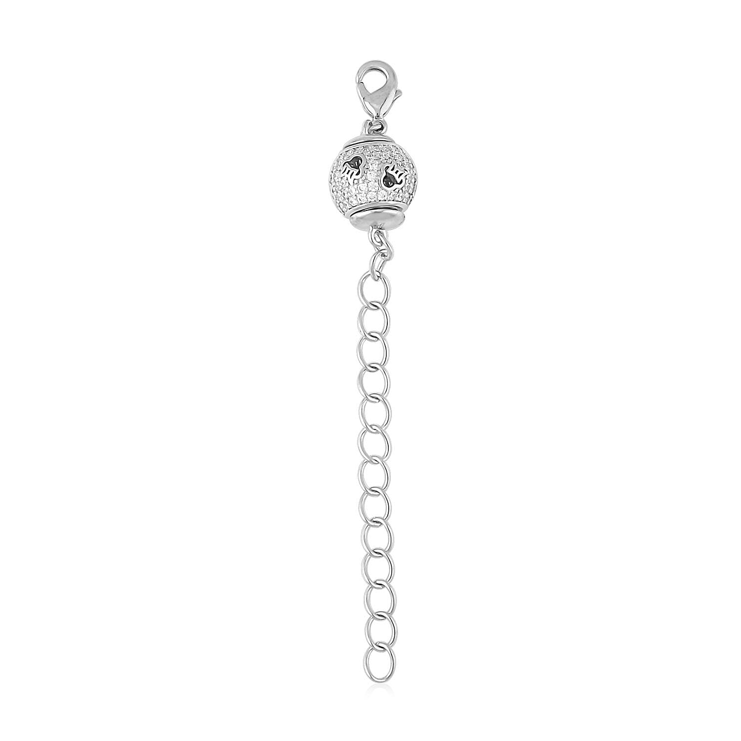 Simulated Diamond 10mm Magnet Lock with 9MM Lobster Lock with 2 Inch Extender Chain in Rosetone 0.40 ctw