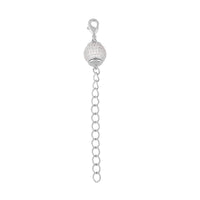 Simulated Diamond 10mm Magnet Lock with 9MM Lobster Lock with 2 Inch Extender Chain in Silvertone 0.60 ctw