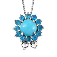 Sleeping Beauty Turquoise and Malgache Neon Apatite Cocktail Necklace 20 Inches in Platinum Over Sterling Silver 3.90 ctw