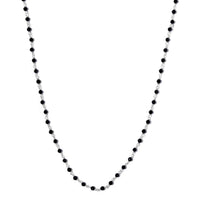 Natural Thai Black Spinel Beaded Necklace 20 Inches in Sterling Silver 15.25 ctw