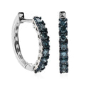 Venice Blue Diamond I1-I2 Hoop Earrings in Rhodium & Platinum Over Sterling Silver 1.00 ctw - Sticky add to cart bar