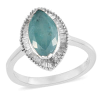 Grandidierite and Diamond Halo Ring in Platinum Over Sterling Silver 2.25 ctw