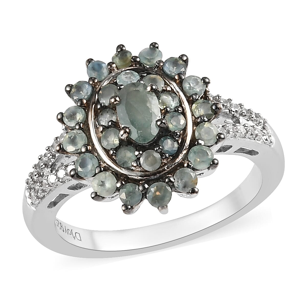 Narsipatnam Alexandrite and Natural White Zircon Cocktail Ring in Platinum Over Sterling Silver (Size 10.0) 1.10 ctw