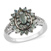 Narsipatnam Alexandrite and Natural White Zircon Cocktail Ring in Platinum Over Sterling Silver (Size 10.0) 1.10 ctw
