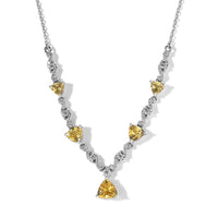 Brazilian Golden Apatite and White Zircon Necklace 18-20 Inches in Platinum Over Sterling Silver 4.15 ctw
