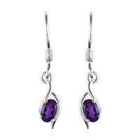 African Amethyst Solitaire Lever Back Earring Sterling Silver 0.83 ctw