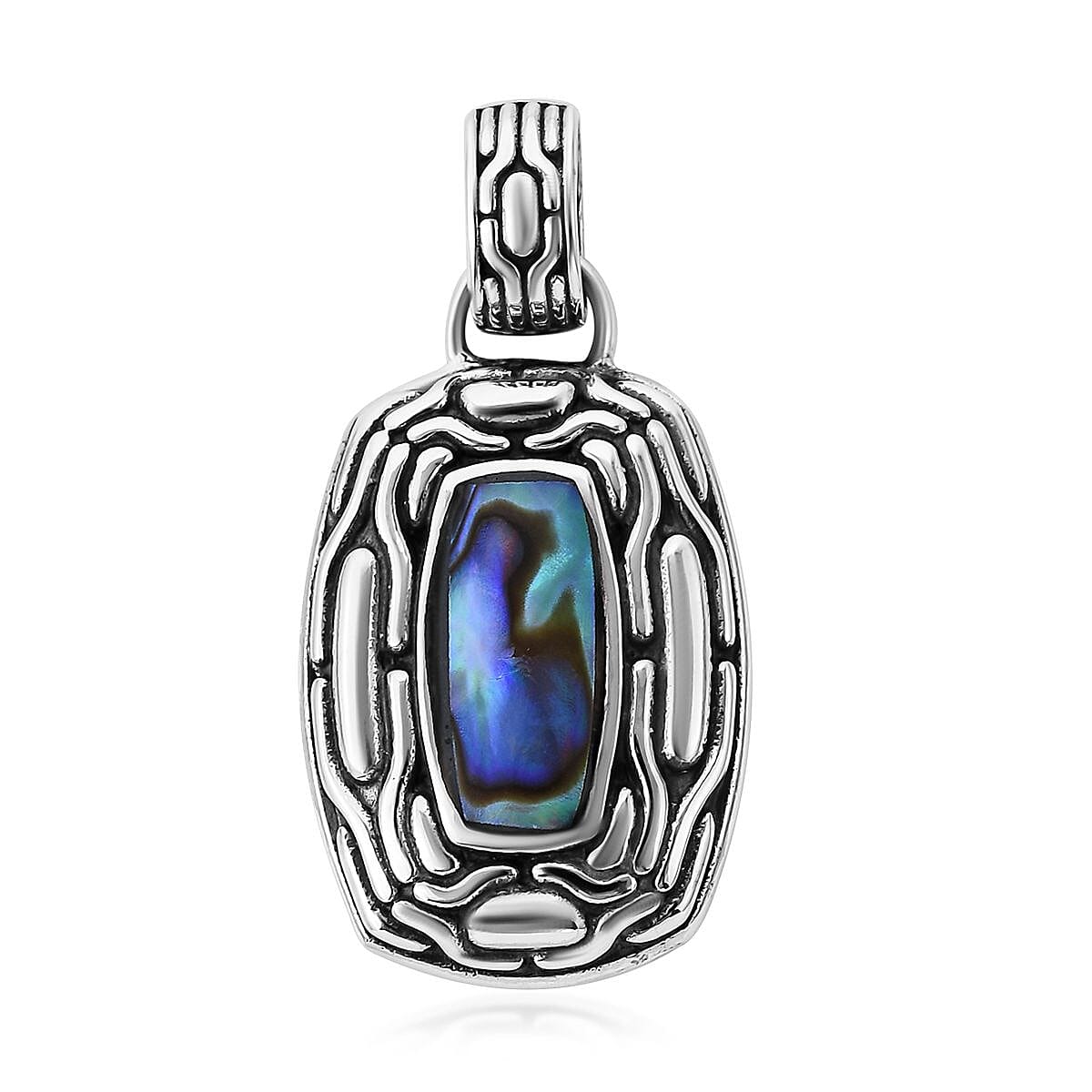 Bali Legacy Abalone Shell Snake Inspired Pendant in Sterling Silver
