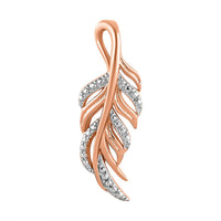 Diamond Leaf Pendant in 14K Rose Gold Over Sterling Silver