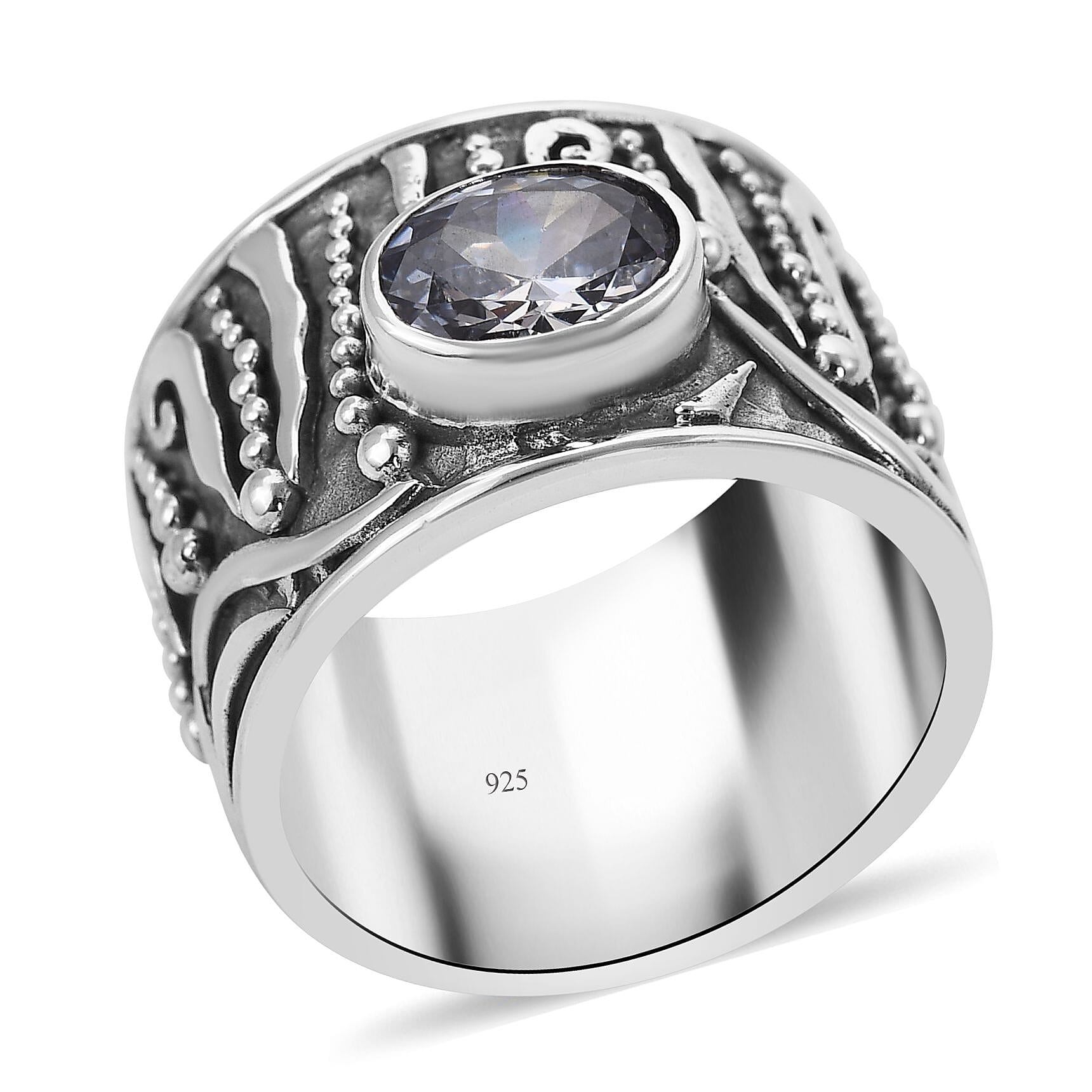 BALI LEGACY Simulated Diamond Ring in Sterling Silver (Size 6.0) (9.50 g) 0.40 ctw (1)