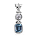 Bali Legacy Sky Blue Topaz and White Pearl Pendant without Chain in Sterling Silver 0.55 ctw - Sticky add to cart bar